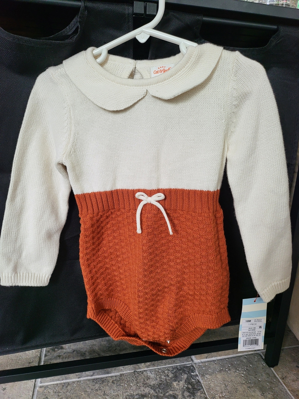 Cat & Jack Cream and Rust Knit Baby One-Piece